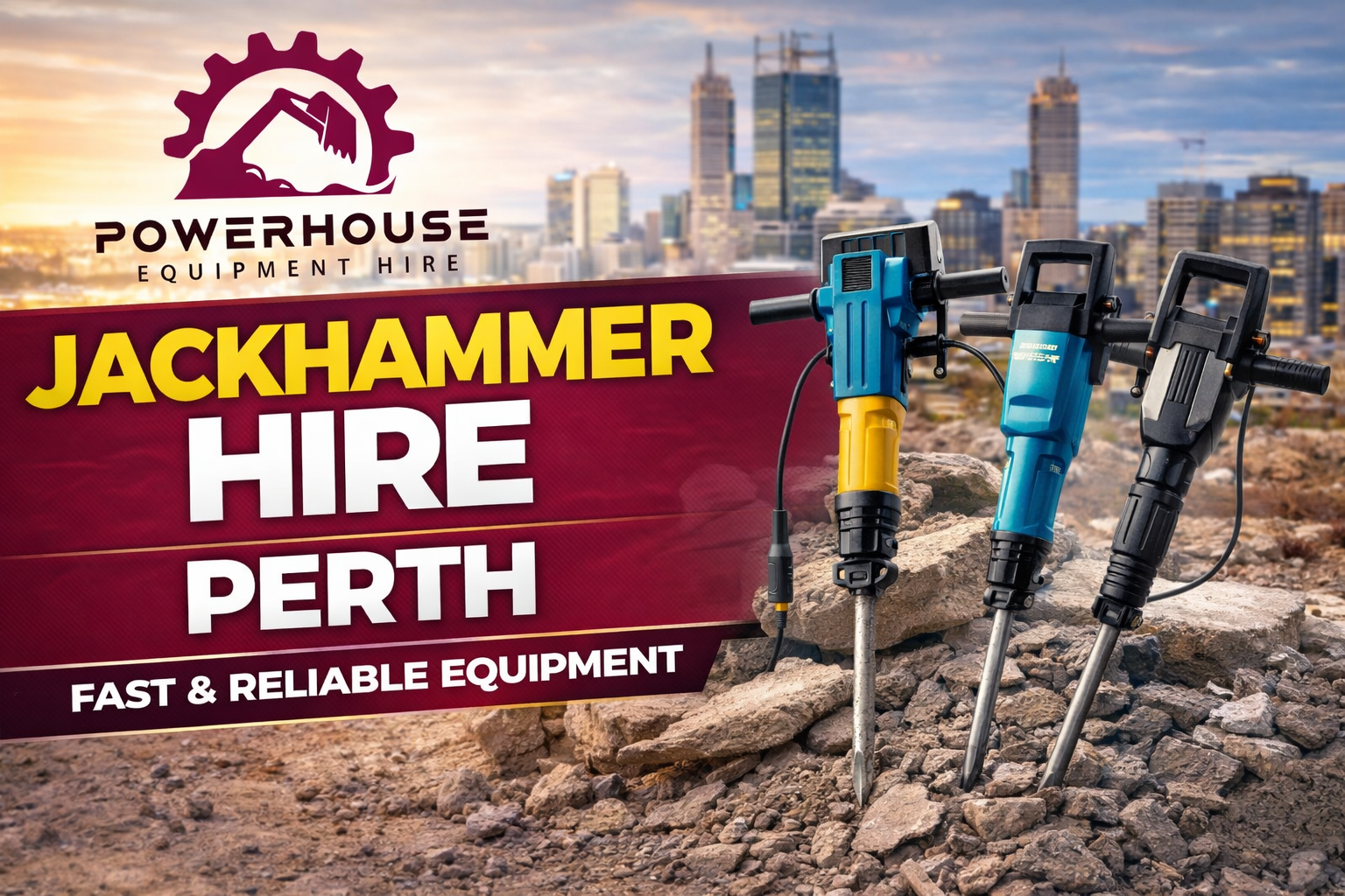 Jackhammer hire Perth with professional equipment for concrete breaking and demolition projects